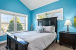 The Queen master suite is easily accessible on the first floor and has vaulted ceiling, TV, full private bath, and large closet.